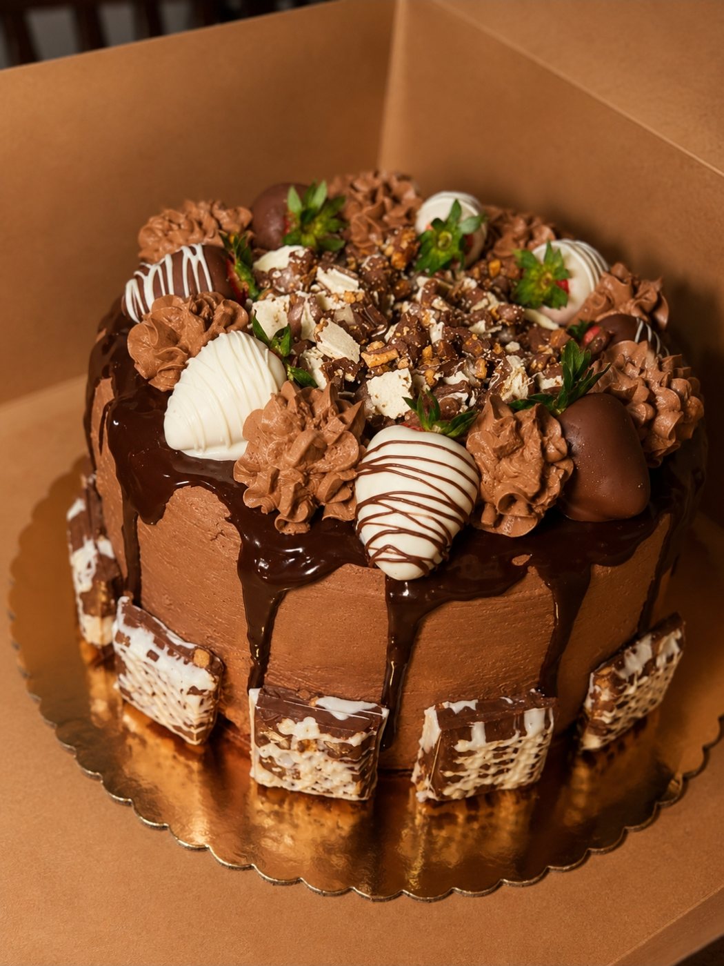 Chocolate cake finished for delivery