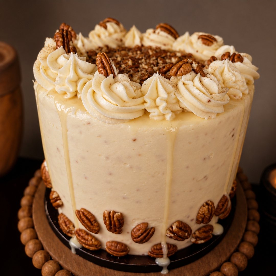 Pecan praline layer cake