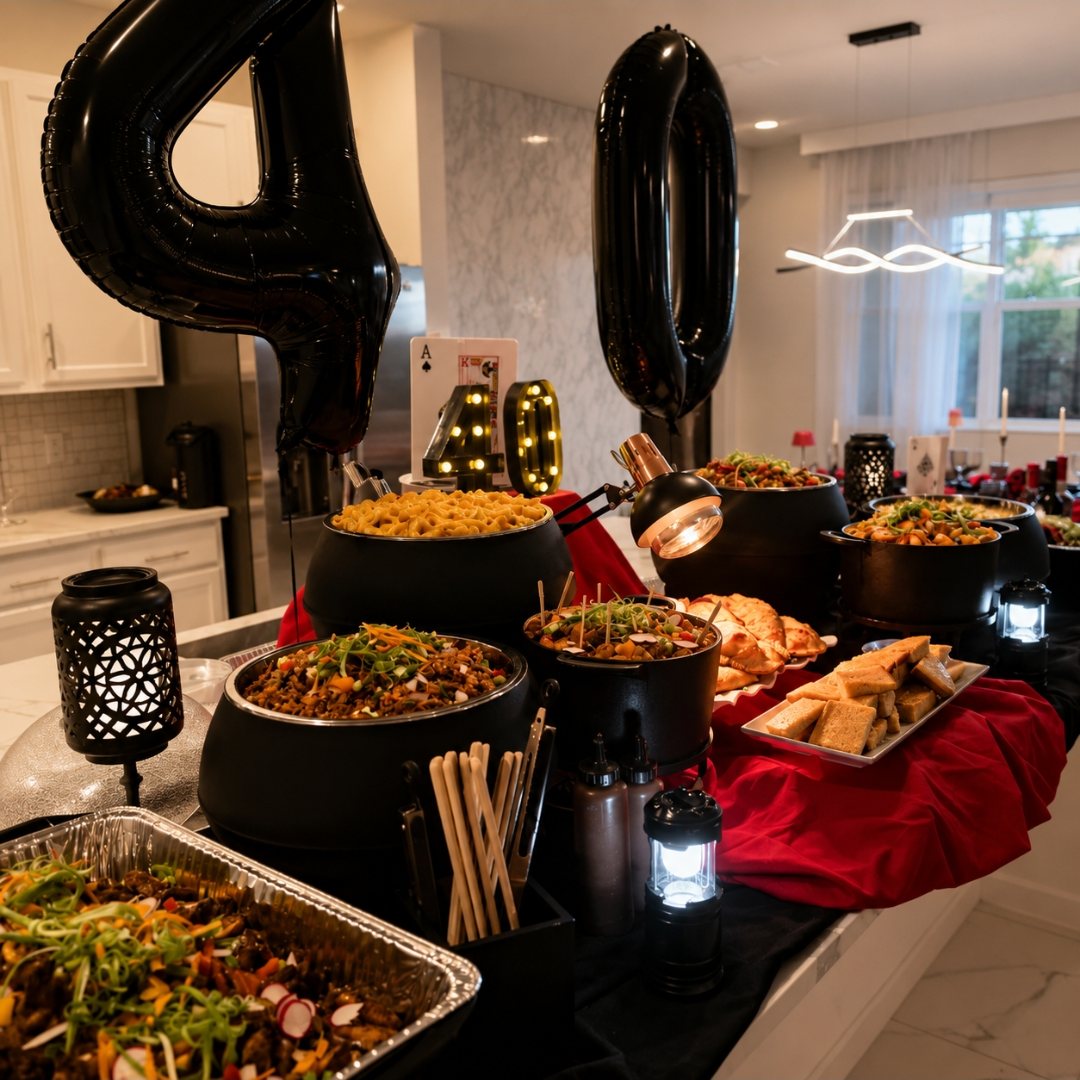 Milestone birthday buffet spread