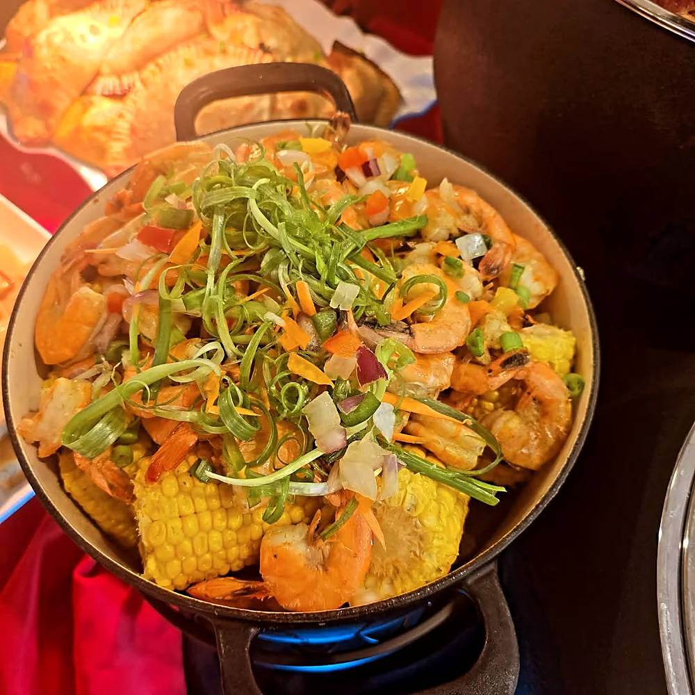 Seafood boil with corn and shrimp